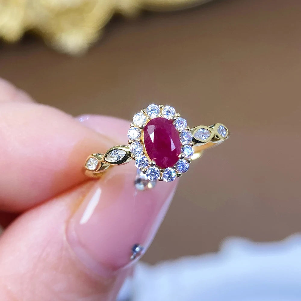 Gioiellieri 925 Sterling Silver Rhodium Plated Gemstone Ring Natural Ruby Prong Set Certified Engagement Anniversary Gift Parties Everyday