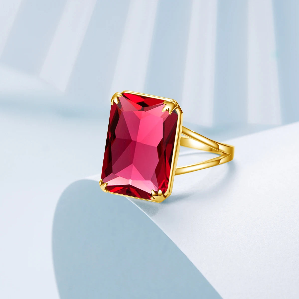 ArtistA Szjinao Sparkling Red Ruby Engagement Pendant Earrings Ring Set Sterling Silver 14K Gold Plated Trendy Vintage Designer Jewelry
