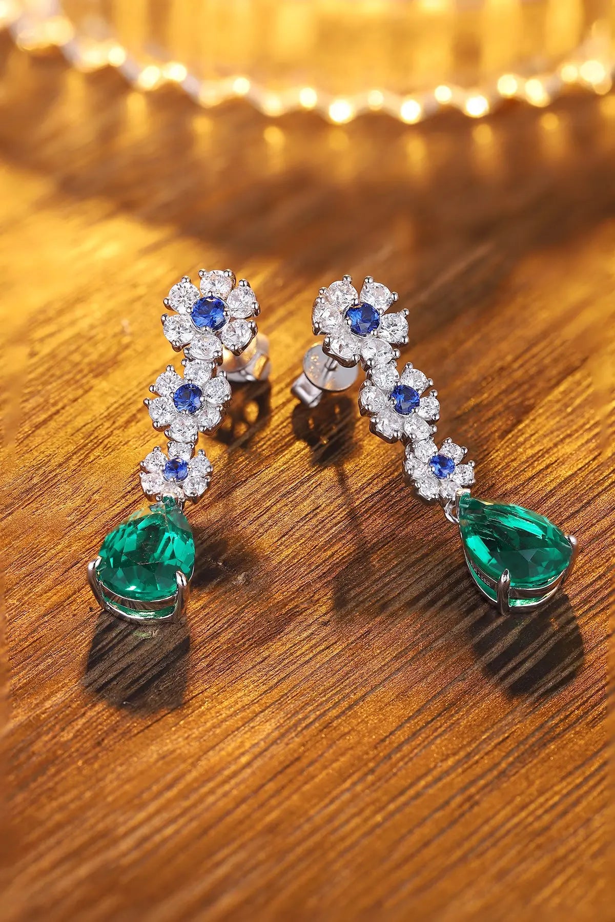 Gemfiori Anster High Quality S925 Lab Grown Emerald Earring Stud Dainty Gemstone Stud Earrings for Women Daily Wear Gift