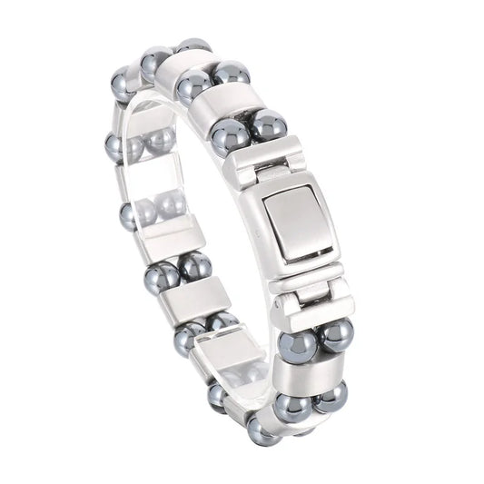 KALEN 210mm Unisex Casual Stainless Steel Bracelet With Iron Stone Links