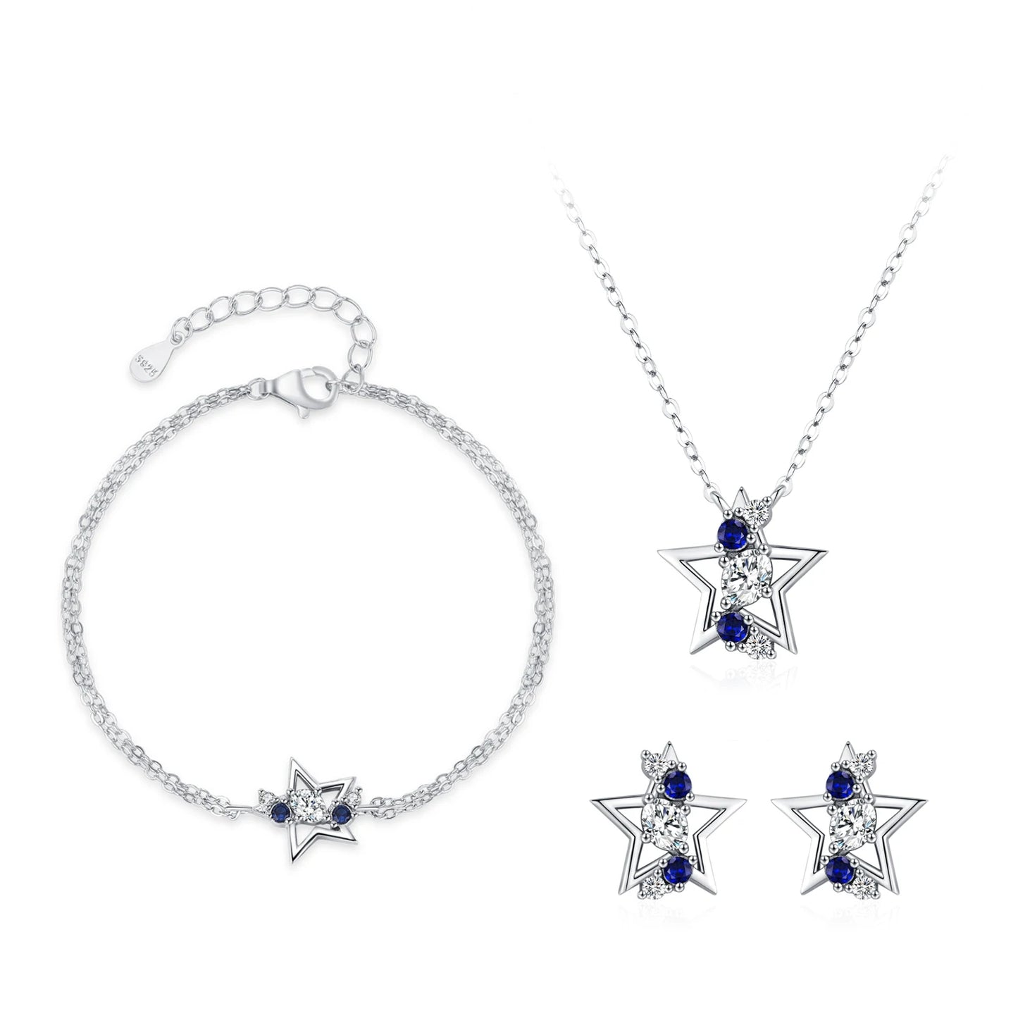 Ailmay Elegant 925 Sterling Silver Water Drop Blue Zircon Pendant Necklace Earrings New Model Jewelry Wedding Gift Set