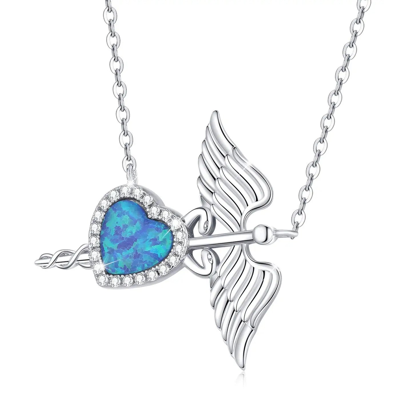 Wings Silver Plated Copper Alloy Opal Lariat Necklace for Women Aobao