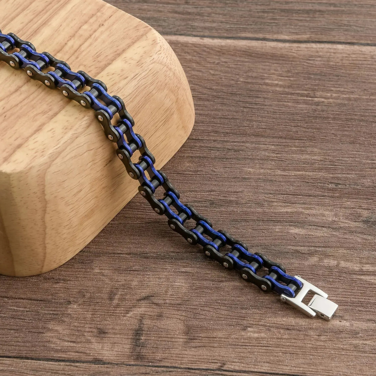 REBEL Hiphop Biker Chain Bracelet Jewelry Sturdy Two Tone Polished Hand Bracelet for Teen Boys Stainless Steel Men Bracelets