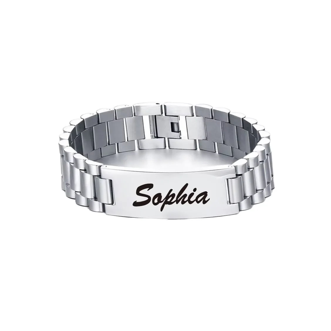 REBEL Stainless Steel ID Bar Bracelets for Men Customizable Engraving Black Chain Classic Style for Gifts