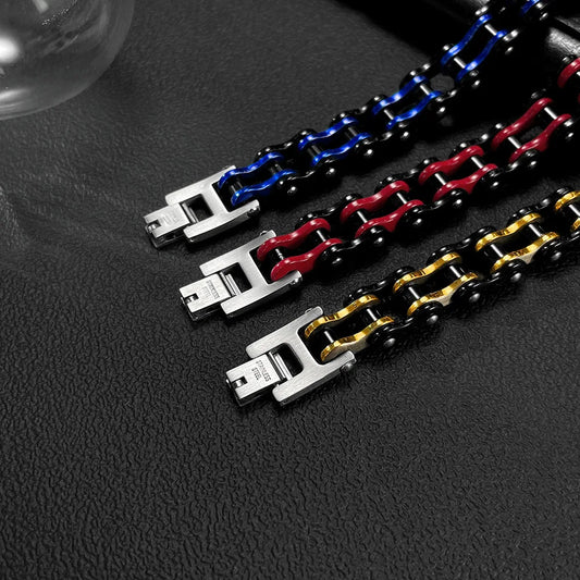 Retro Blue Red Yellow Bracelet 316 Stainless Steel Hip Hop for Men Handmade Jewellery Wholesale Mens Biker Bracelets ALN25122648