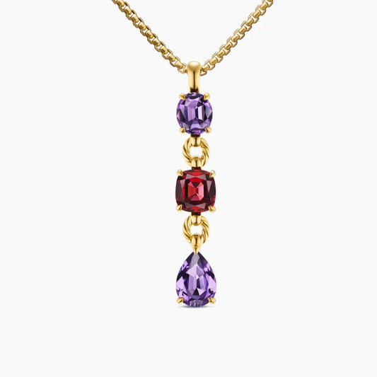 Gemfiori DY High-Quality Colored Diamond Necklace. Gold-Plated Colored Gemstone Necklace. Jewelry .