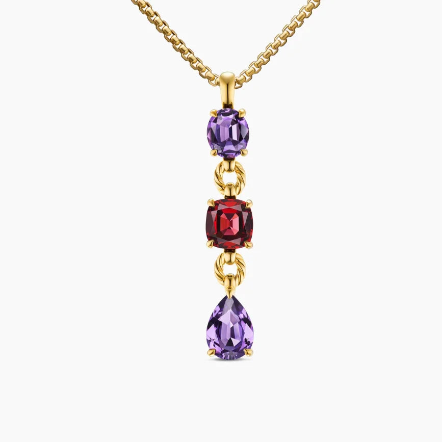 FASHIONISTA DY High-Quality Colored Diamond Necklace. Gold-Plated Colored Gemstone Necklace. Jewelry .