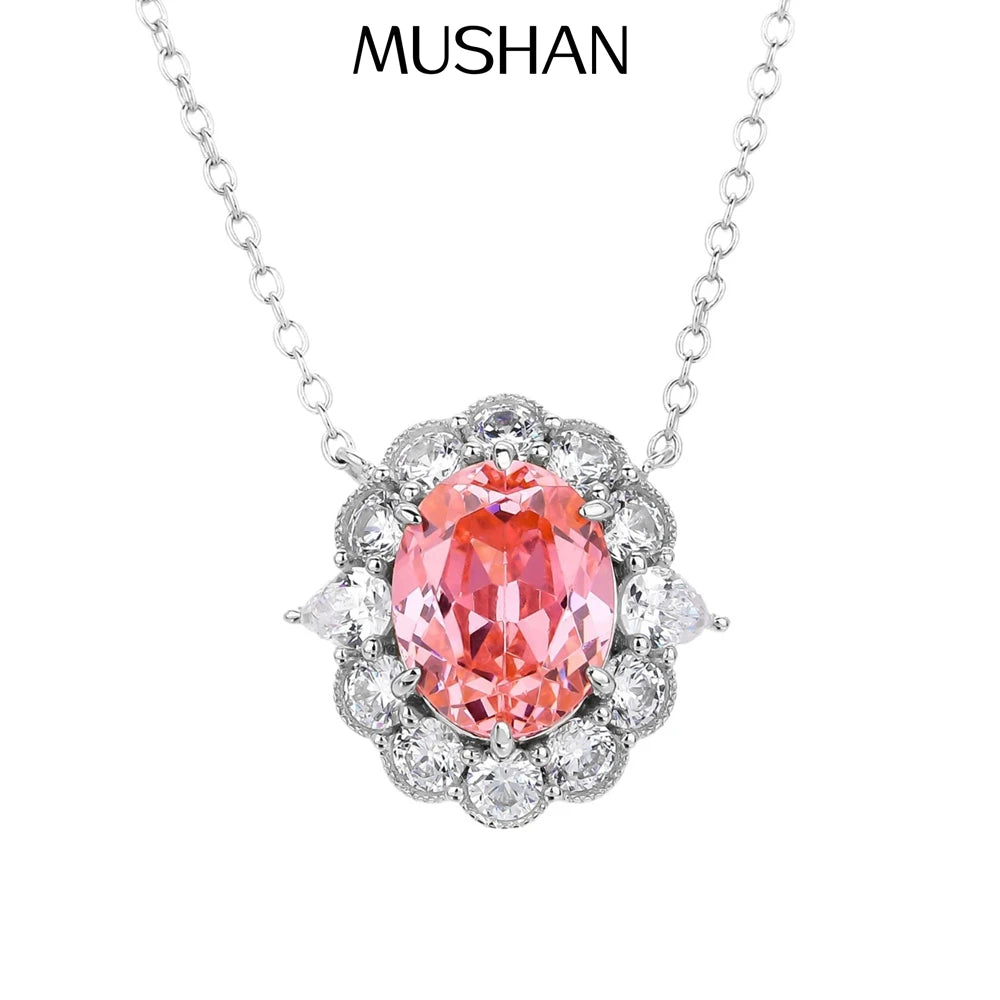 MUSHAN S925 Platinum Plated Luxury Engagement Wedding Anniversary Party Pendant Necklace High Carbon Diamond-Versatile High-End