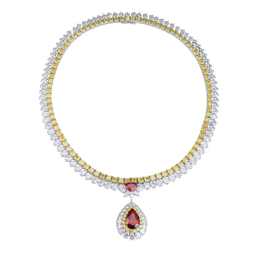 Gemfiori Anster Luxury Ruby Necklace Delicate Stone Fashion Jewelry Necklaces for Women Earrings Jewelry
