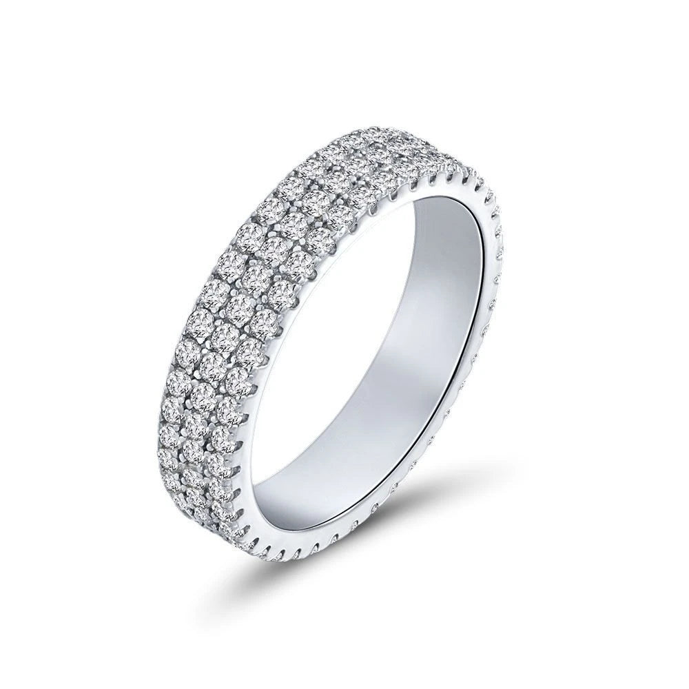 MuShan Jewelry New 2026 1.5mm Neutral Wedding Ring S925 Sterling Silver Platinum Plated High Carbon Diamond Luxury Pave Party