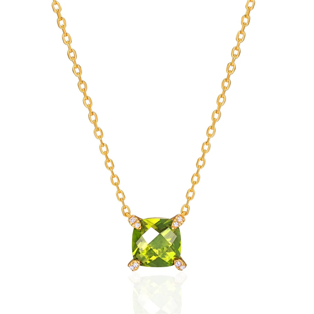ArtistA KRKC 5A Zircon 18K Real Gold 925 Sterling Silver Diamond Pendant Birthstone Necklaces for Women