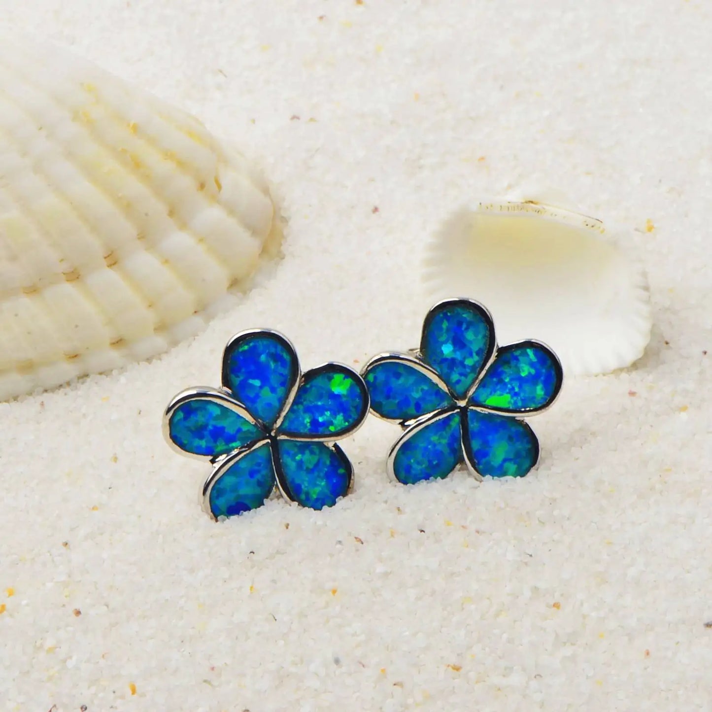 Jewelry for Women Bohemian Plant Floral Cluster Silver Plated  Opal Stud Earrings
