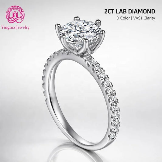 IGI Certified Luxurious Lab Grown Diamond Ring 2ct D VVS1 Exceptional Sparkle 9K 10K 14K 18K Gold PT950 Women Fine Jewelry