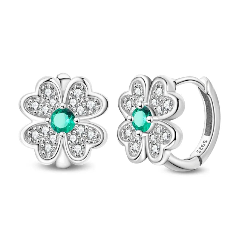 S&S Four Leaf Clover Zircon & Enamel 925 Silver Jewellery | Rings, Earrings, Bracelet & Pendant | S&S Collection