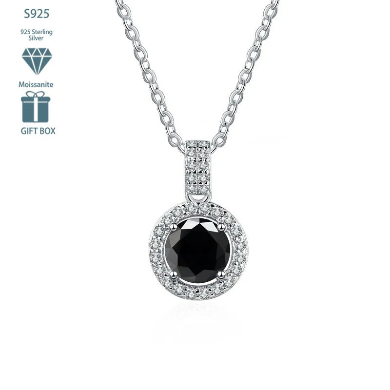 Factory Multi Colorful Moissanite Jewelry Classic 925 Silver Circle Bezel Set Round Cut 1ct VVS GRA Moissanite Pendant Necklace