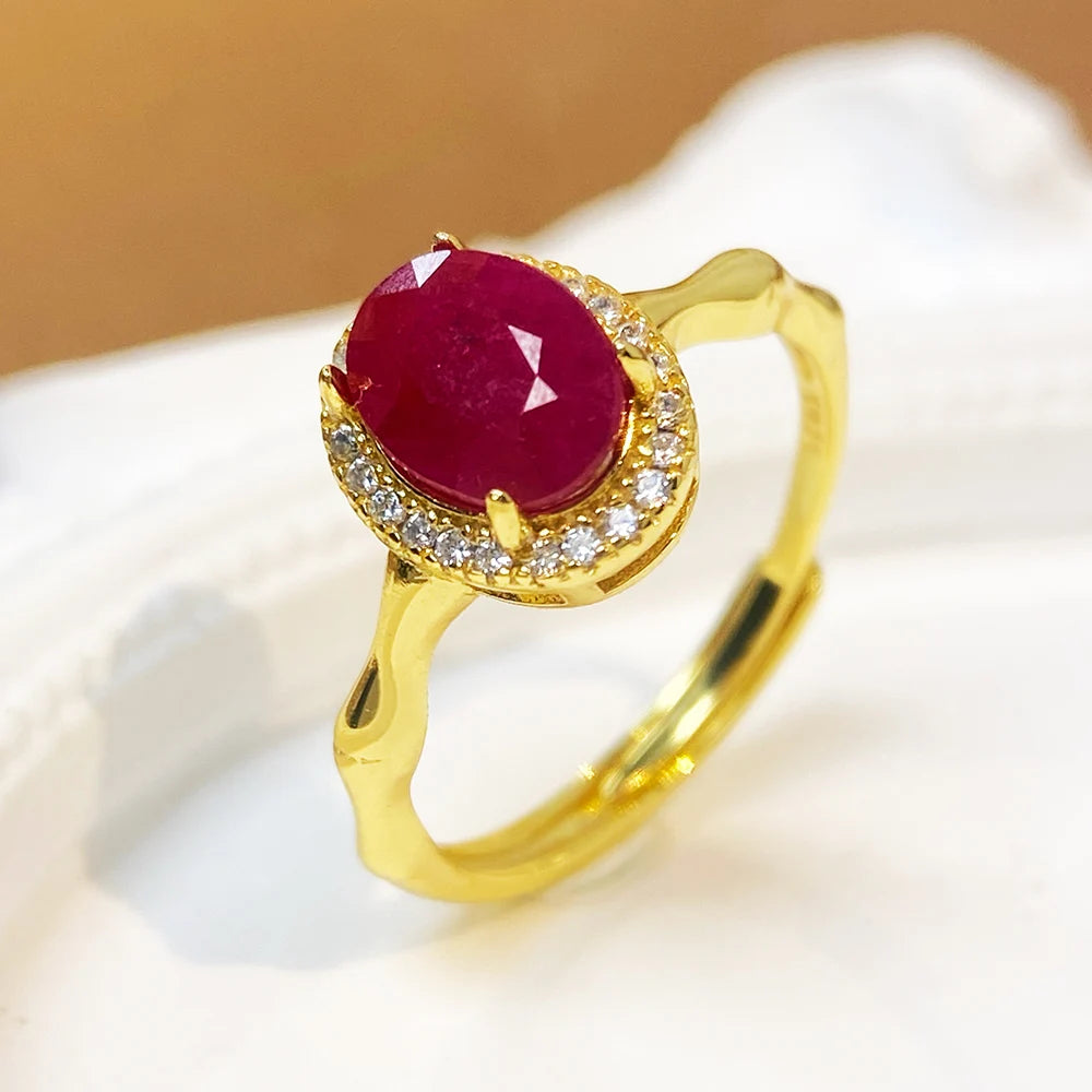 Gioiellieri Gold & Rhodium Plated Gemstone Ring Natural Ruby Prong Setting Certified Engagement Wedding Anniversary Party Gift Everyday Wear