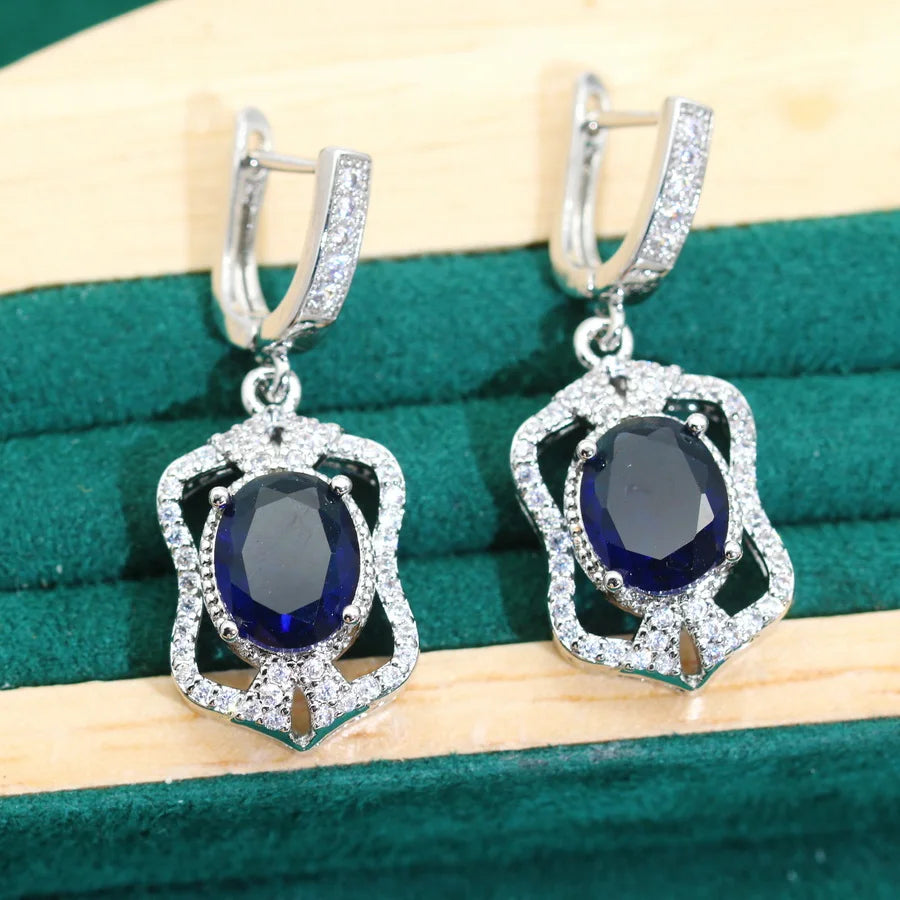 XOTICA Luxury 925 Sterling Silver Zirconia Jewelry Set Classic Amethyst for Wedding Party Birthday-Classic Wedding Bracelet Ring for