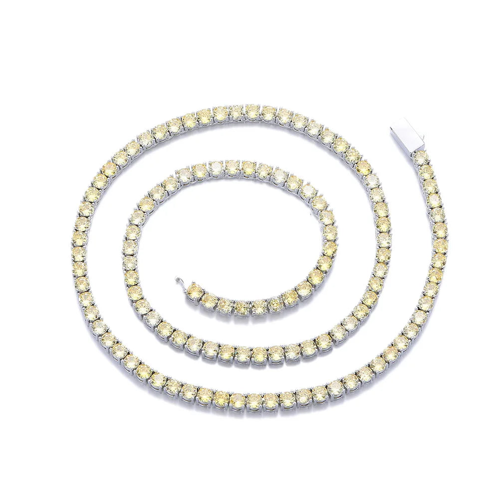 S&S 4mm Iced Out CZ Tennis Chain Necklace — Coloured Zircon | Gold, Silver & Black | S&S Collection