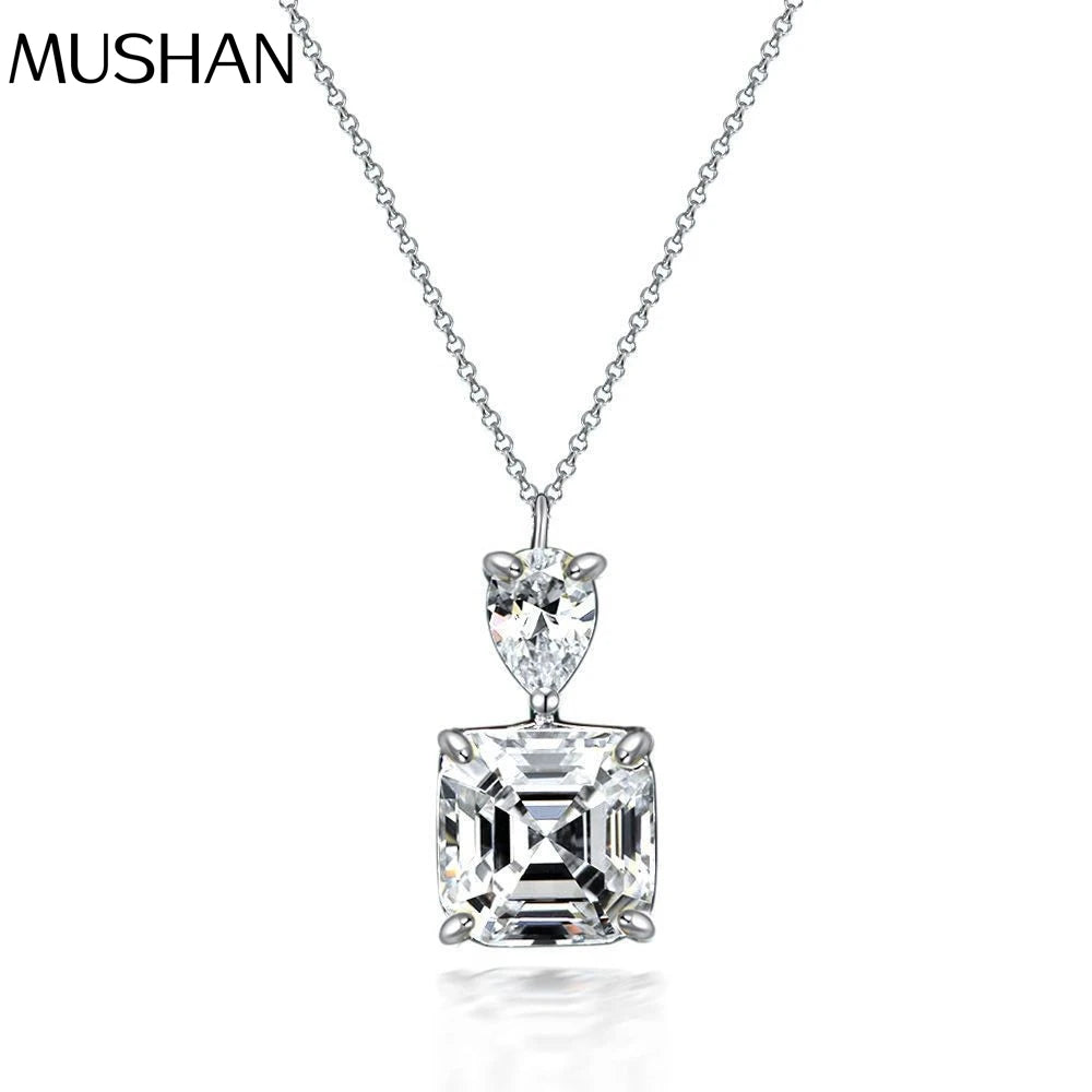 MUSHAN Jewelry Factory New 925 Silver 8 Carat Necklace With 10*10 High Carbon Diamond Pendant Is Best Selling Accessory