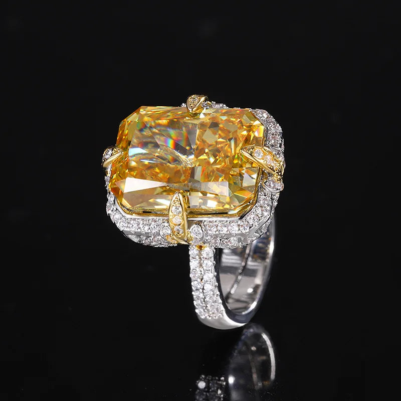 Gemfiori Fashion Jewelry Square Colored Zircon Necklace Pendant Ring Exquisite Luxury Set Jewelry