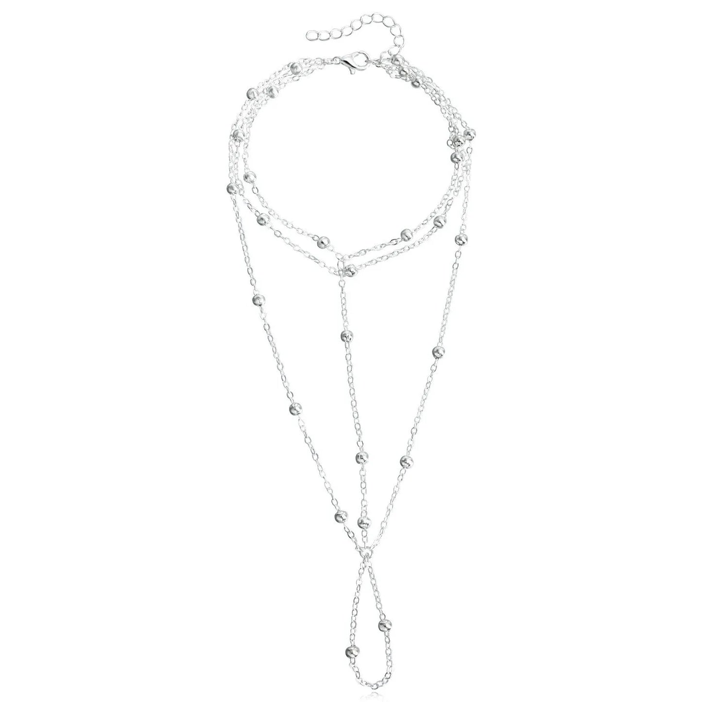 Multi Layer Tassel Women's Gold Plated Alloy Chain Natural Stone Geometric Trendy Party Foot Anklet Elegant Shoe Accessories