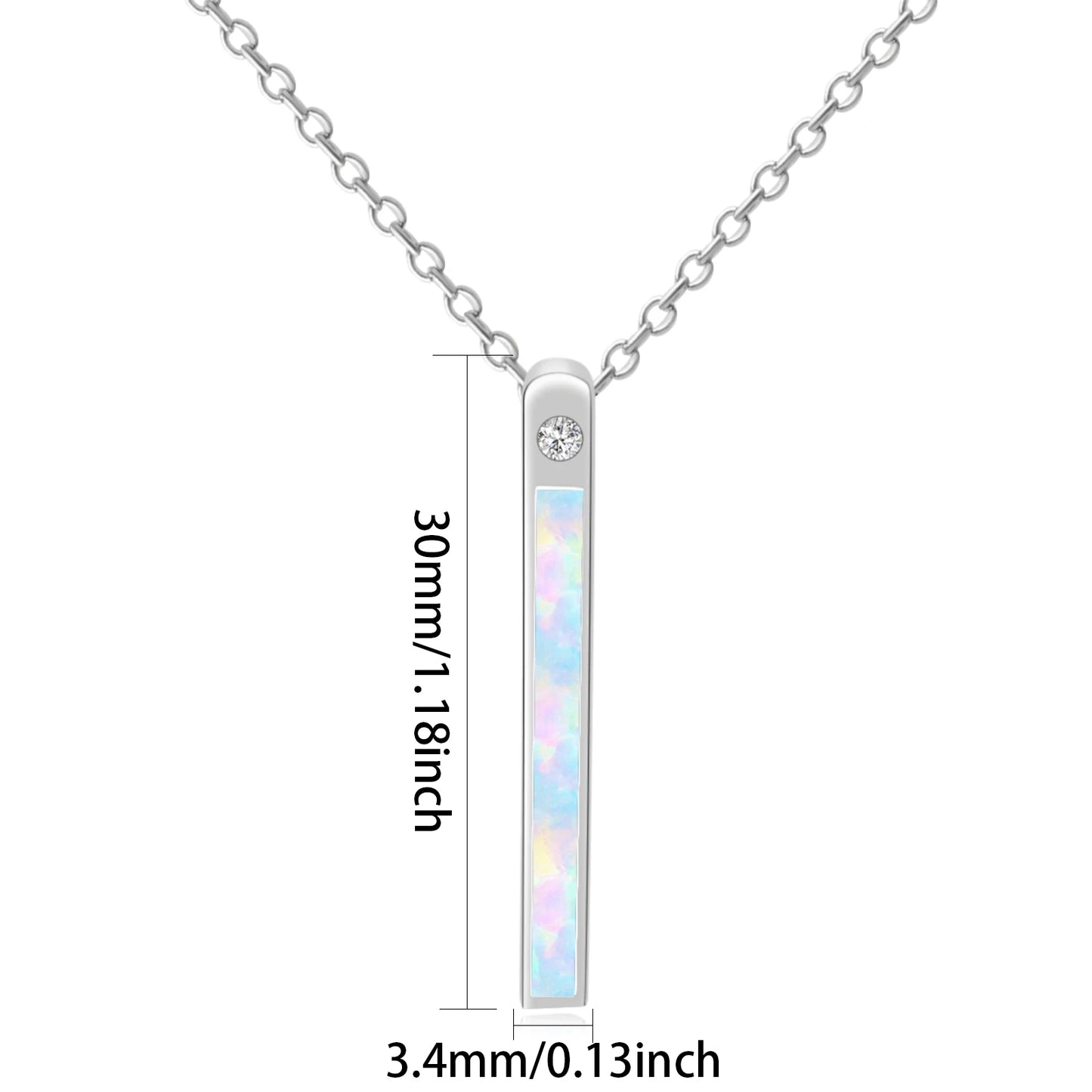 Bar Pendant Necklace Aobao Opal Inlaid Crystal Accent Fashion Jewelry