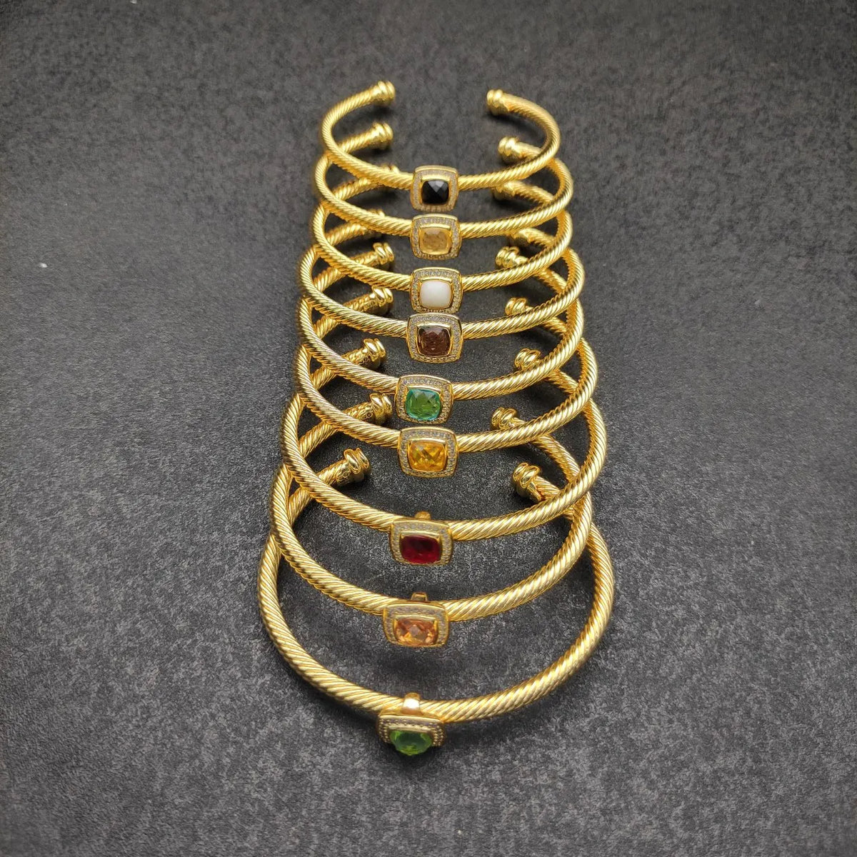 FASHIONISTA DY High-Quality Gold-Plated 4mm Square Diamond Bracelet, Fashionable Colored Diamond Bracelet, Jewelry