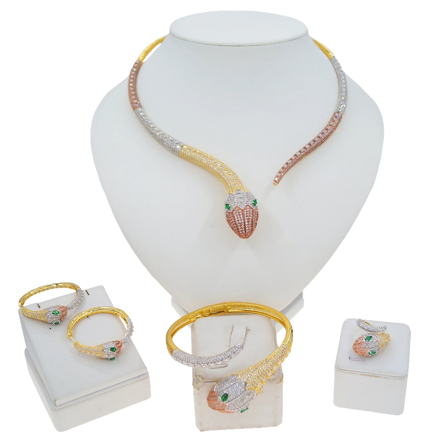 Zhuerrui New Exclusive Design of Four Pieces of Jewelry Set Bright Vivid Spirit Snake Shape Dubai Noble Wedding JewelryHZ2302157