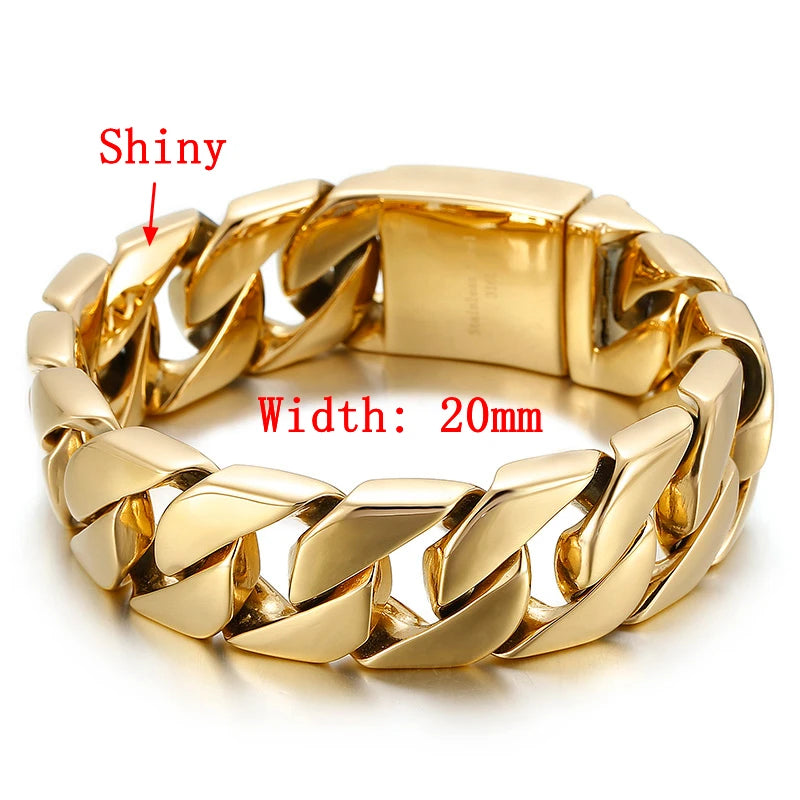 KALEN 20mm Miami Bracciali Peruviani Stainless Steel Cuban Hiphop Chain Link Bracelet