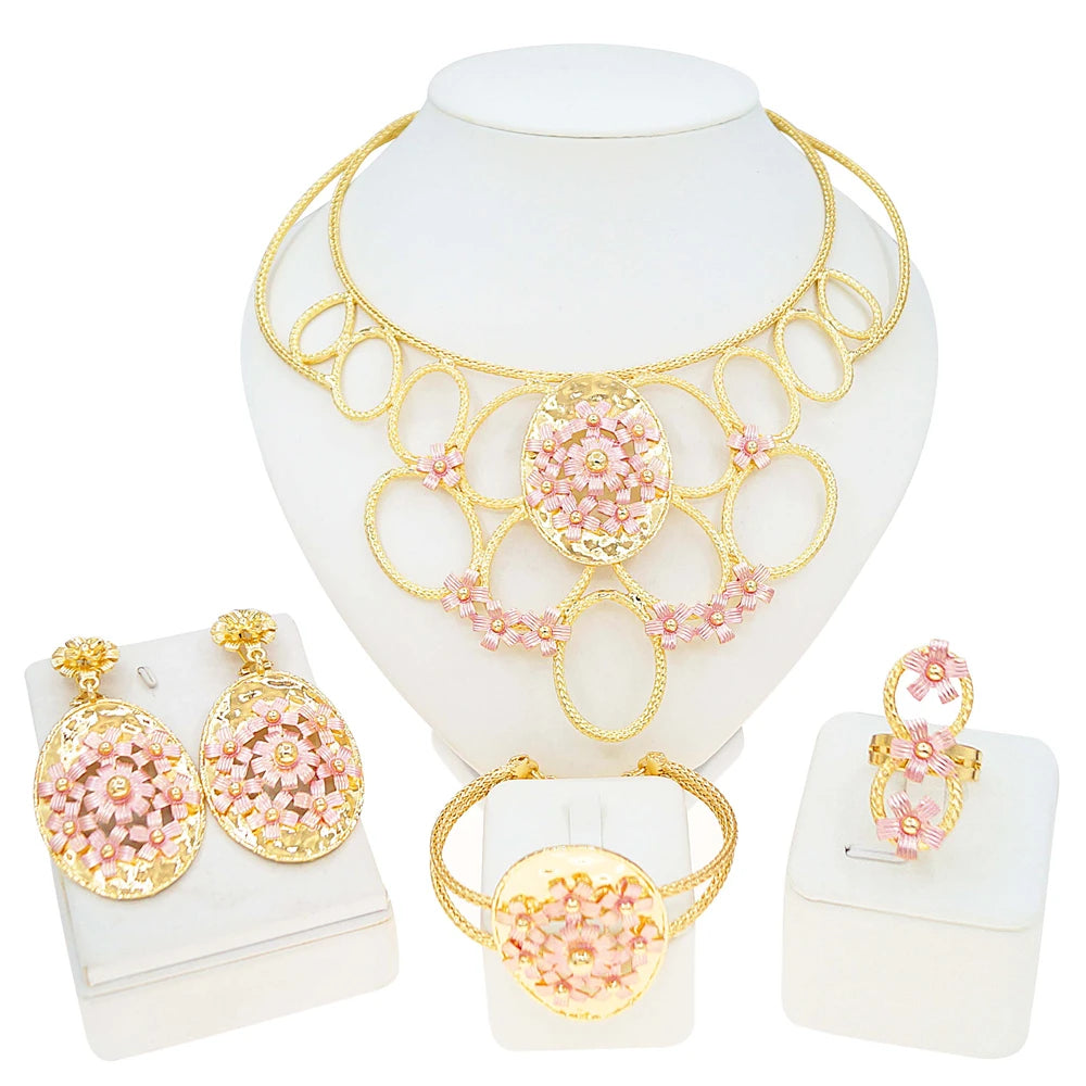 Zhuerrui 18K Gold Plated Personalized Fashion Jewelry Set Nigerian Swirl Pattern Jewelry Party Gold Wire Accessories X0004630