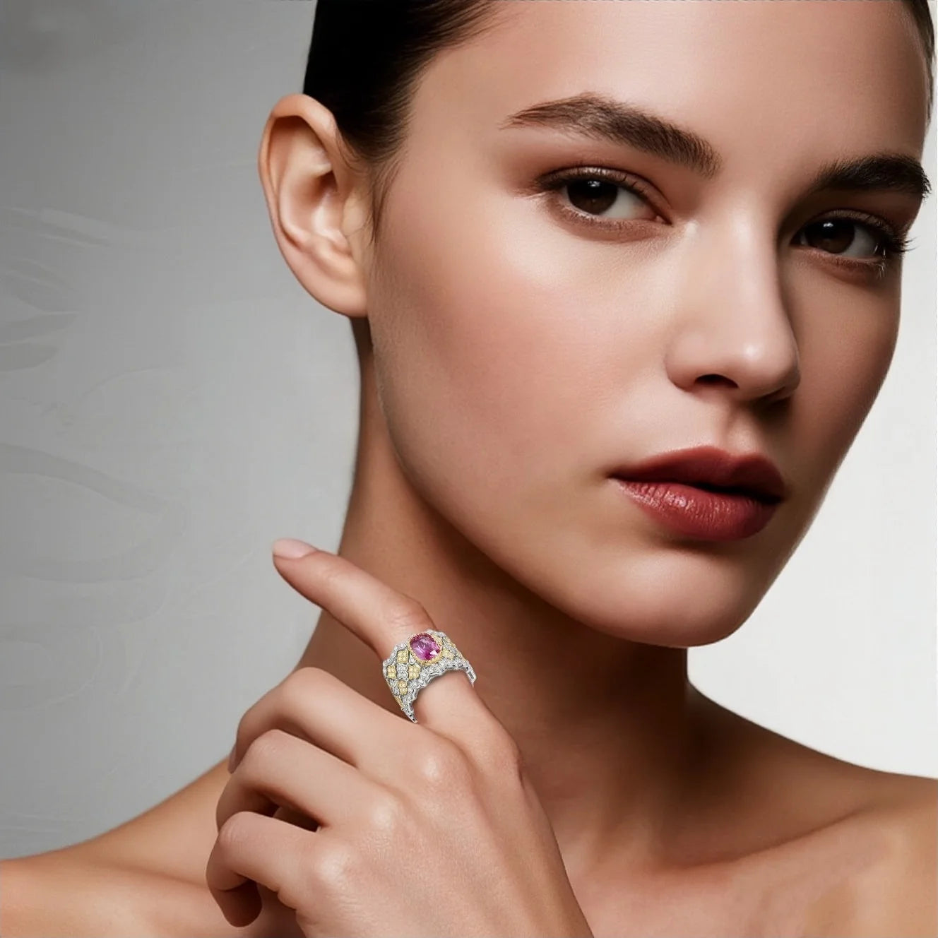 MUSHAN 925 Sterling Silver Rhodium Plated High Carbon Diamond Luxury Engagement Ring for Women