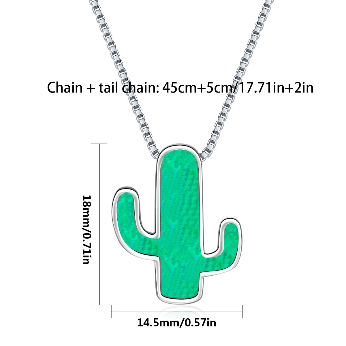 Vintage Aobao Silver Plated Box Chain Opal Inlaid Cactus Design Party Diamond Pendant Necklace