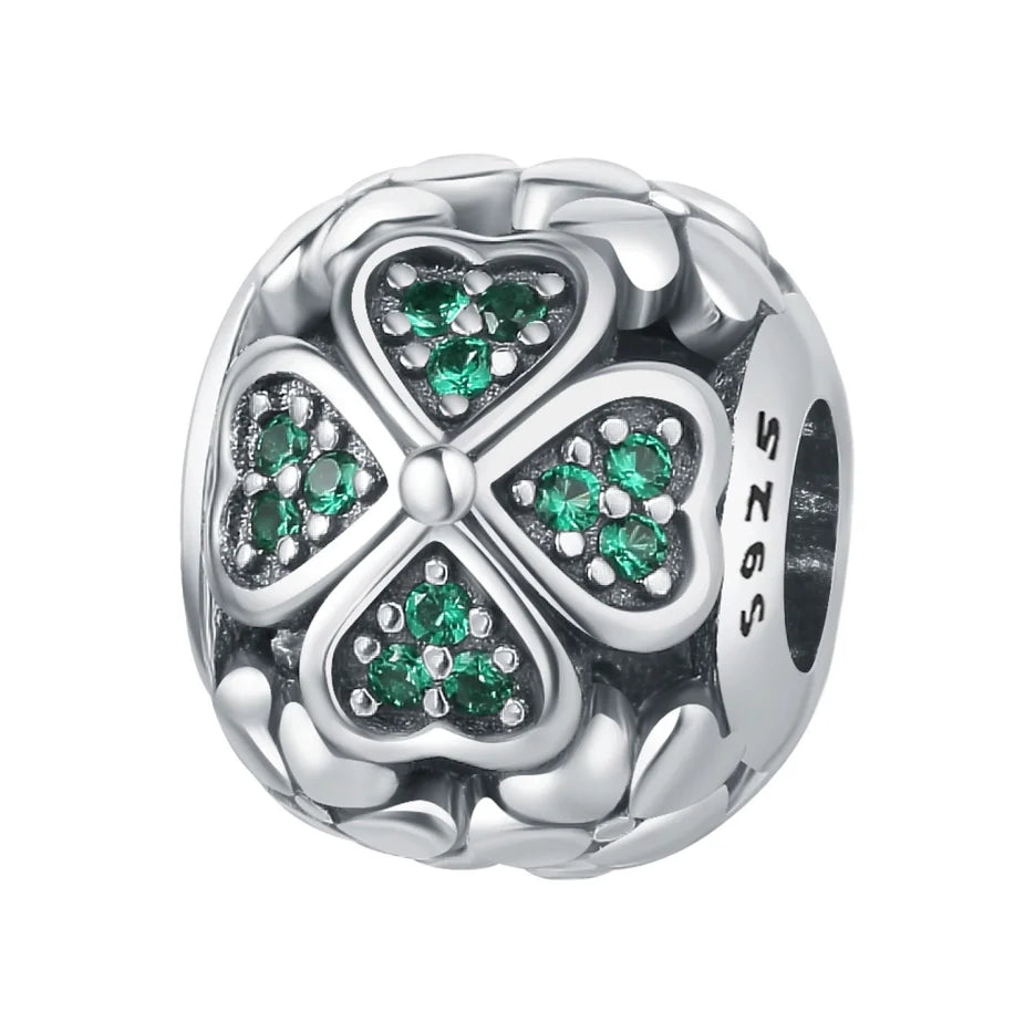 S&S Four Leaf Clover Zircon & Enamel 925 Silver Jewellery | Rings, Earrings, Bracelet & Pendant | S&S Collection