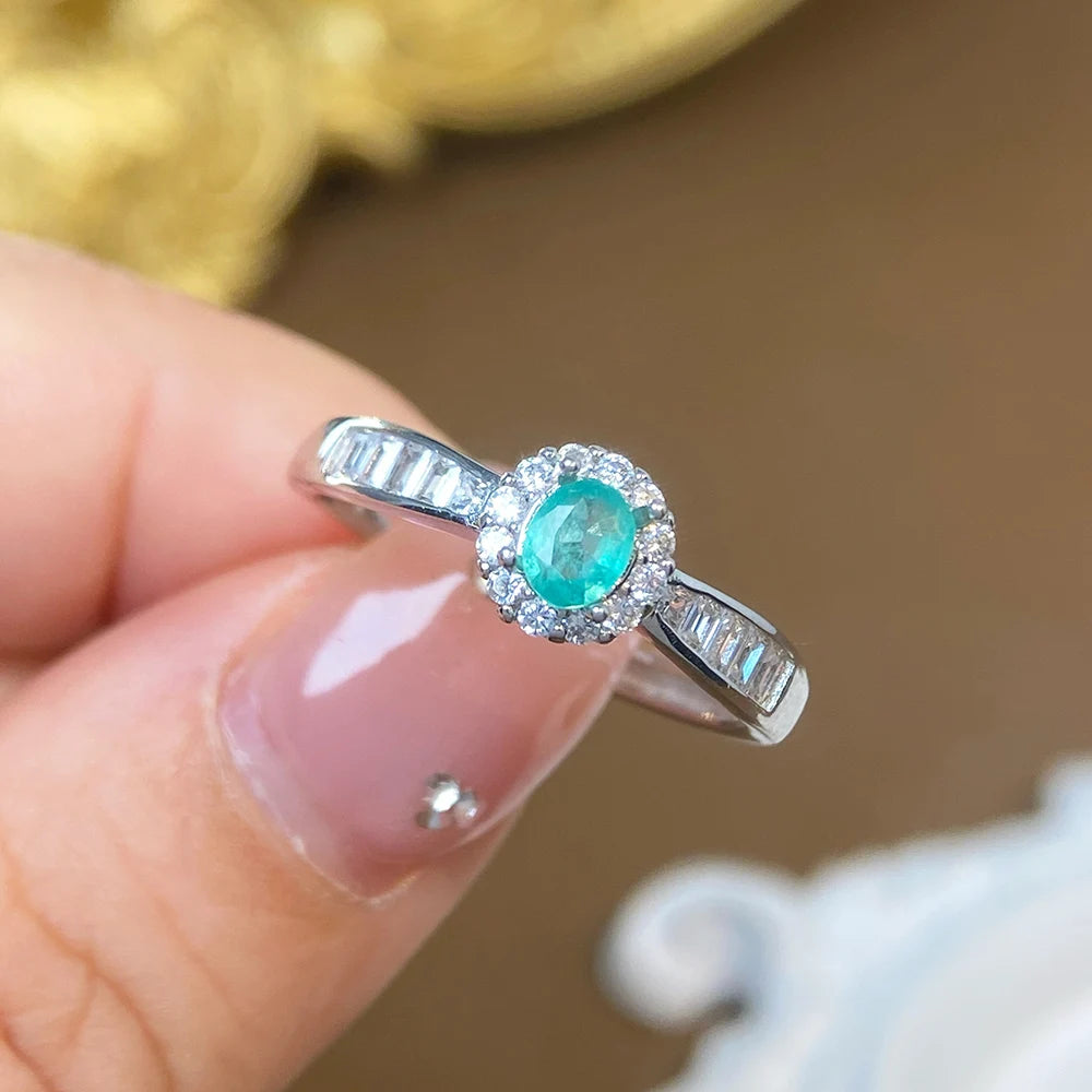 Gioiellieri Natural Emerald Ring for Women S925 Sterling Silver Inlaid Fine Gemstone Jewelry Engagement Wedding Gift