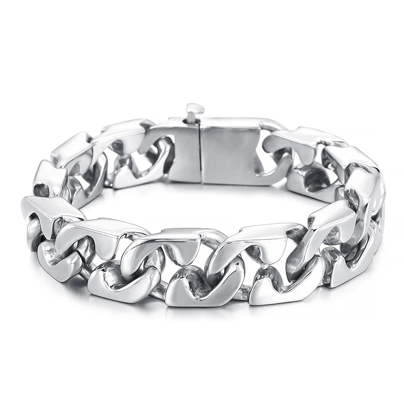REBEL Casual Polished Stainless Steel Novel Style Links Bracelet for Man