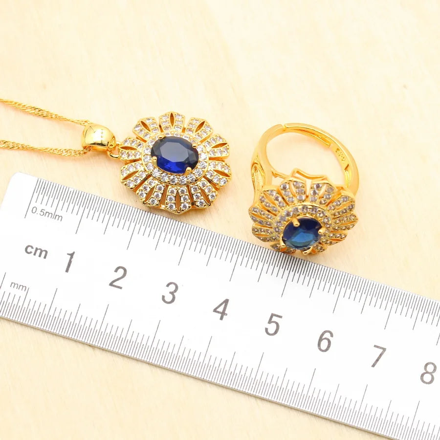 XOTICA Fashion 18k Gold Plated Jewelry for Wedding Party Engagement Includes Earrings Open Ring Bracelet for Christmas