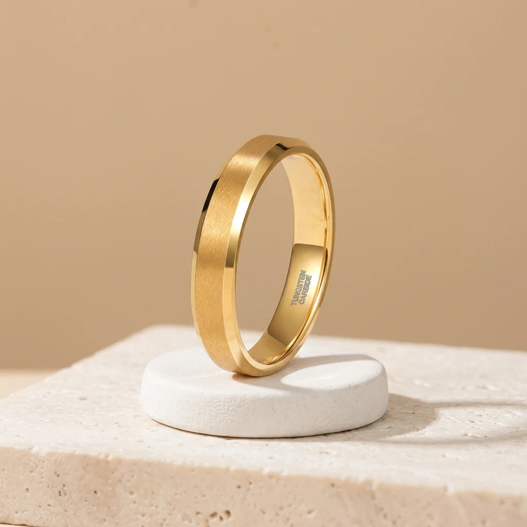 REBEL Brushed Gold-Plated Tungsten Carbide Ring