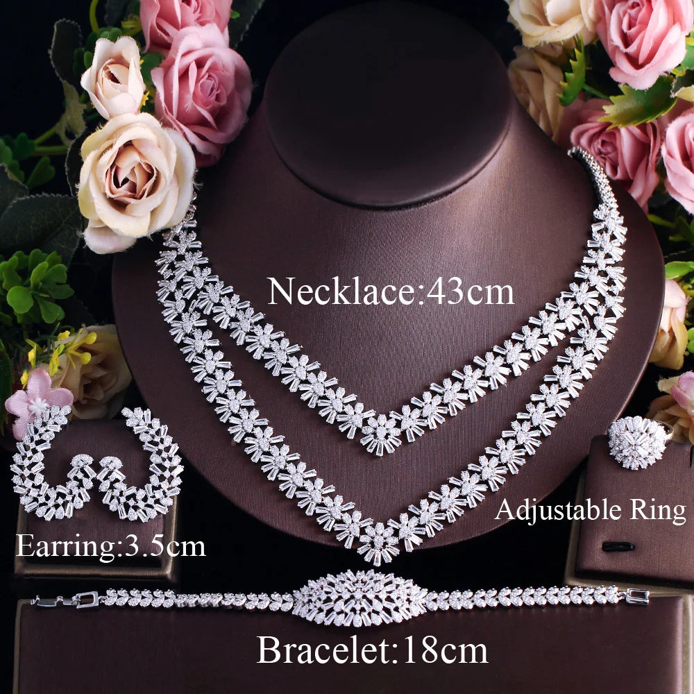 High Quality Cubic Zirconia CZ Women Jewellery 2024 Arabic Bridal Jewelry Set for Women Wedding Pakistani