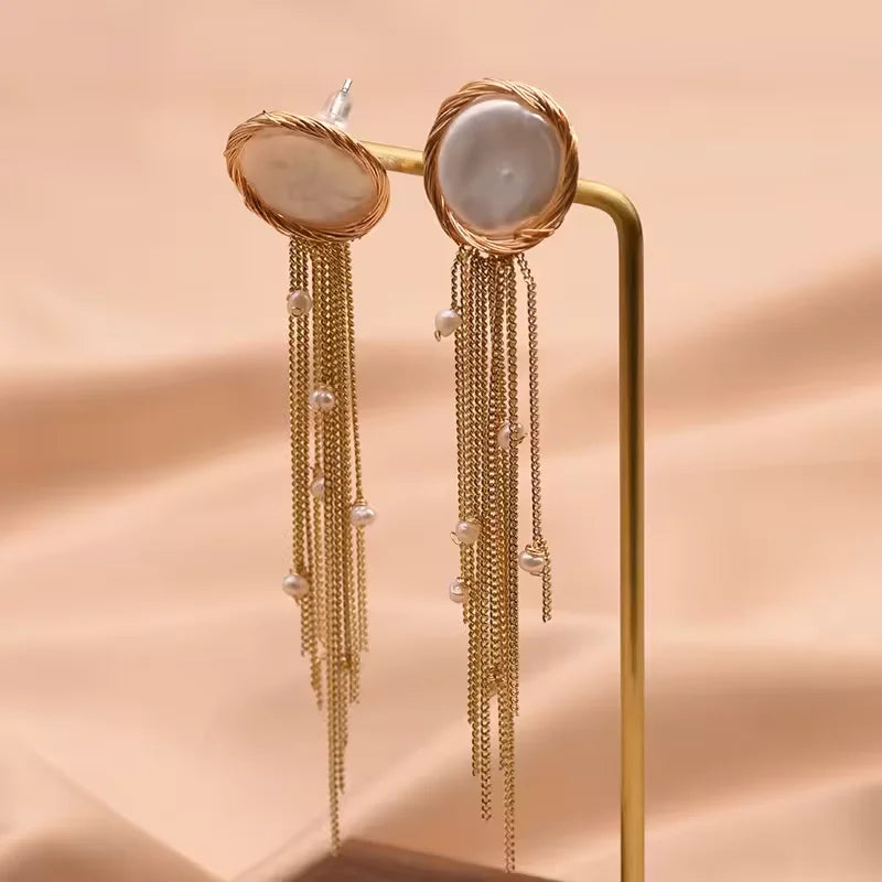 New Jewelry Yiwu Wholesale Gold Plated Natural Pearl Earings Jewelry Women Korean Wholesale Bulk 18K Gold Plated Jewelry