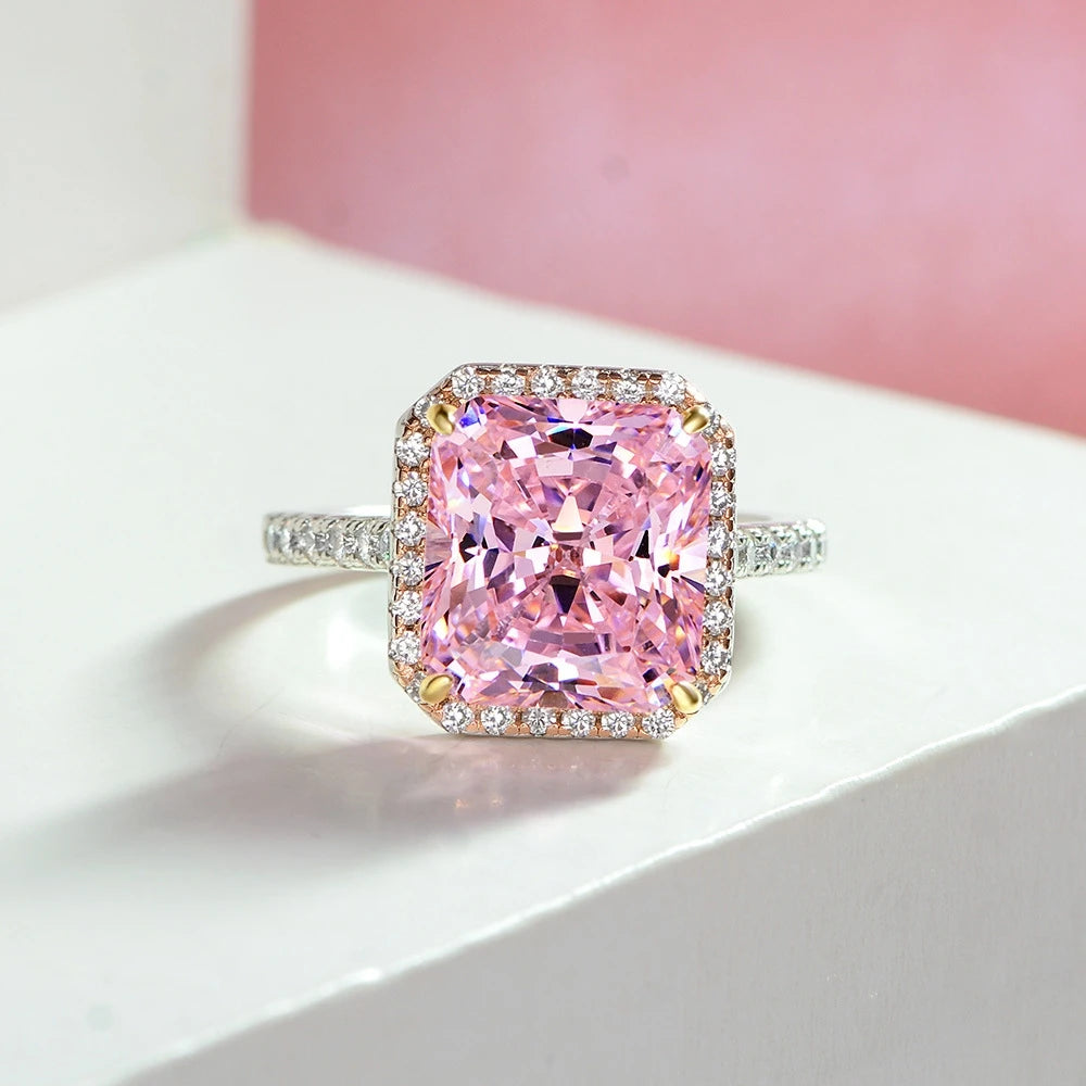 MUSHAN Jewelry Factory 6 Carat Rectangular 10*11 High Carbon Diamond S925 Silver Ring From Europe and America
