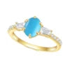 Gemfiori Abiding Classic Design 925 Silver Yellow Gold Plated Turquoise Rings Stacking Synthetic Gemstone Turquoise Ring in Stock