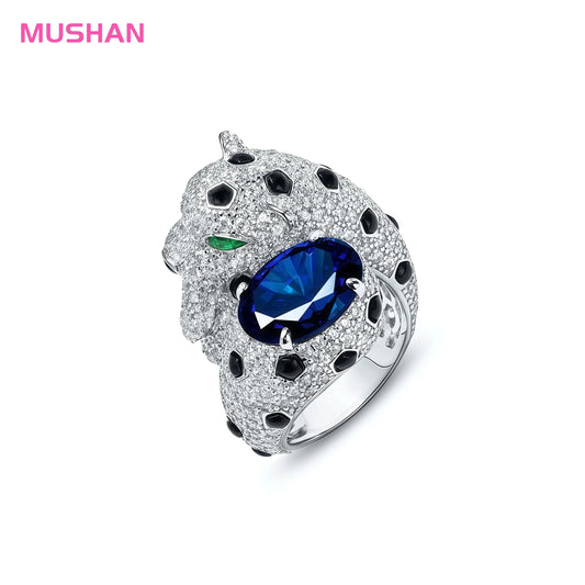 MUSHAN Women Luxury Designer Leopard Cluster Ring 925 Sterling Silver CMA Certified High Carbon Diamond Wedding Party Rings