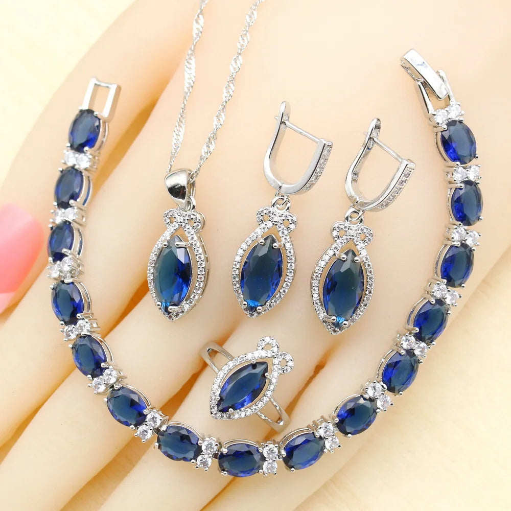 XOTICA 2022 New Classic Purple Crystal Jewellery Sets for Women Zircon Open Ring Pendant Necklace Bracelet Earrings for Wedding Party