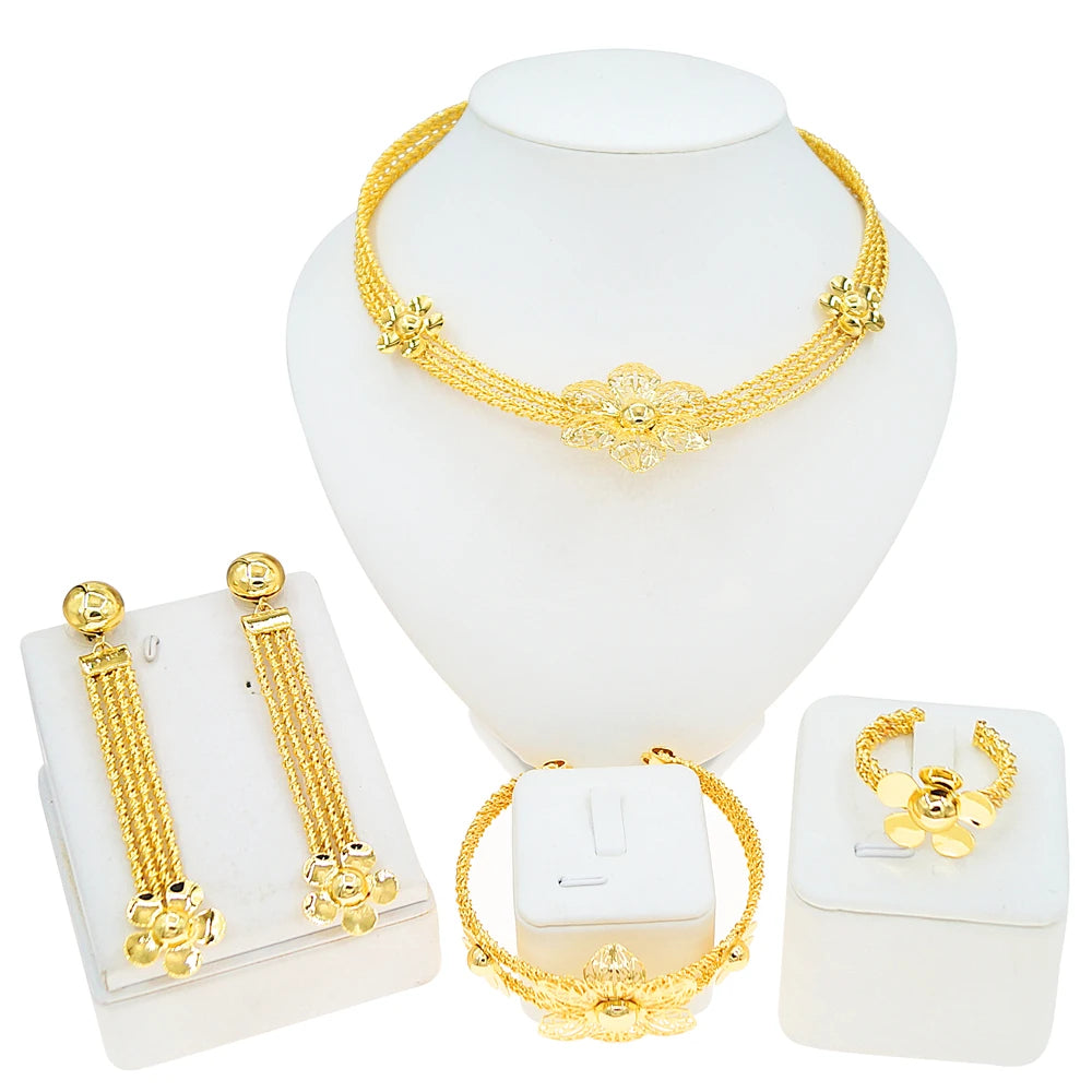 Zhuerrui Italiano Gold Designs Women Jewellery Set Party Fine Costume Jewelry Set Luxury Big Necklace Jewellery Sets X0006330