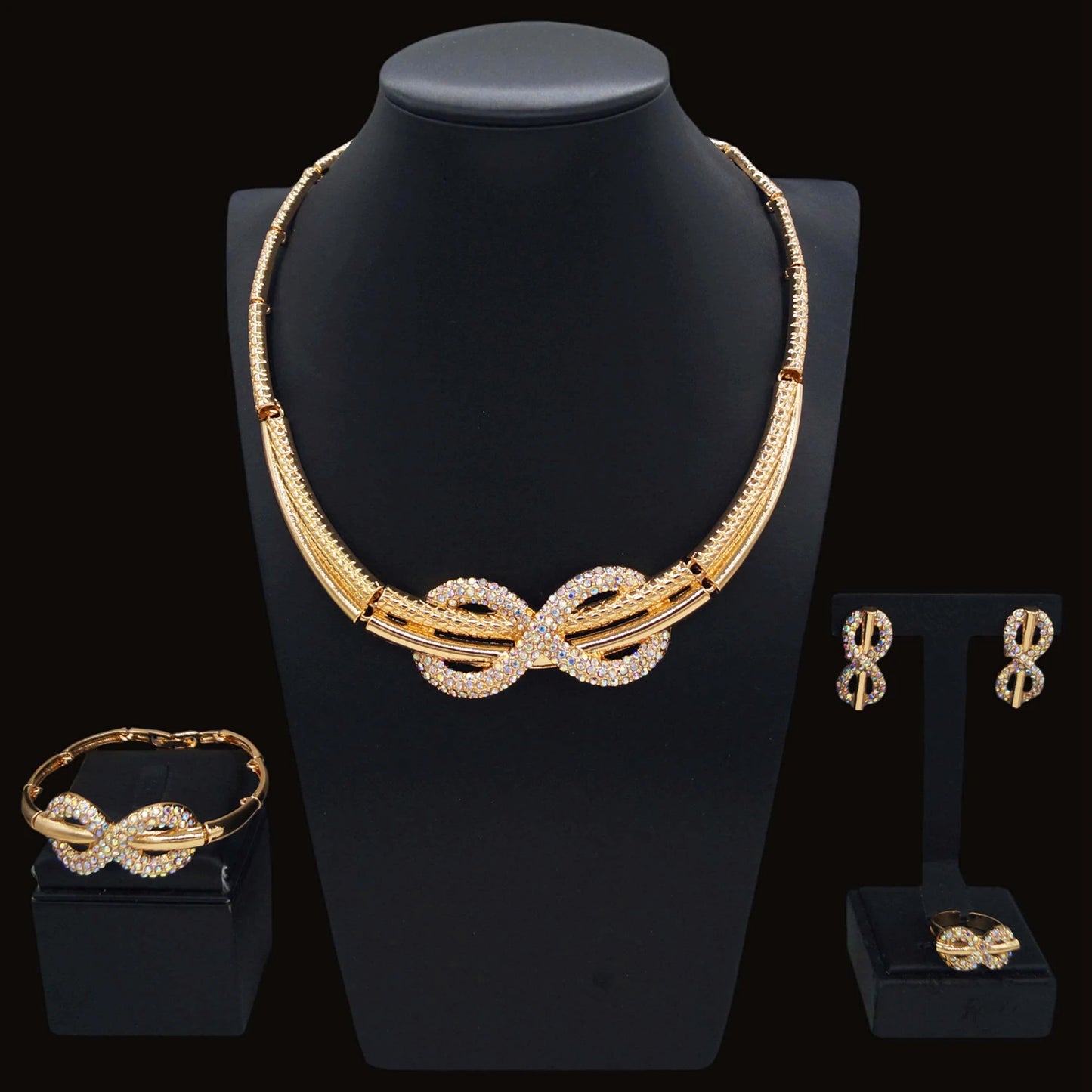 Zhuerrui Diamond Set Exquisite Jewelry Set Women's Bracelet Necklace Earrings High Quality Stylish Bridal AccessoriesHC24031214