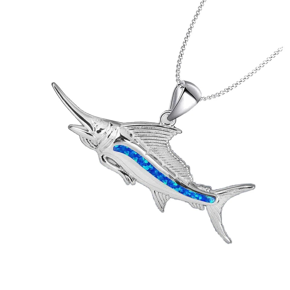 Hawaii Beach Style Hiphop Charm Women's Marlin Opal Pendant and Clavicle Chain for Children