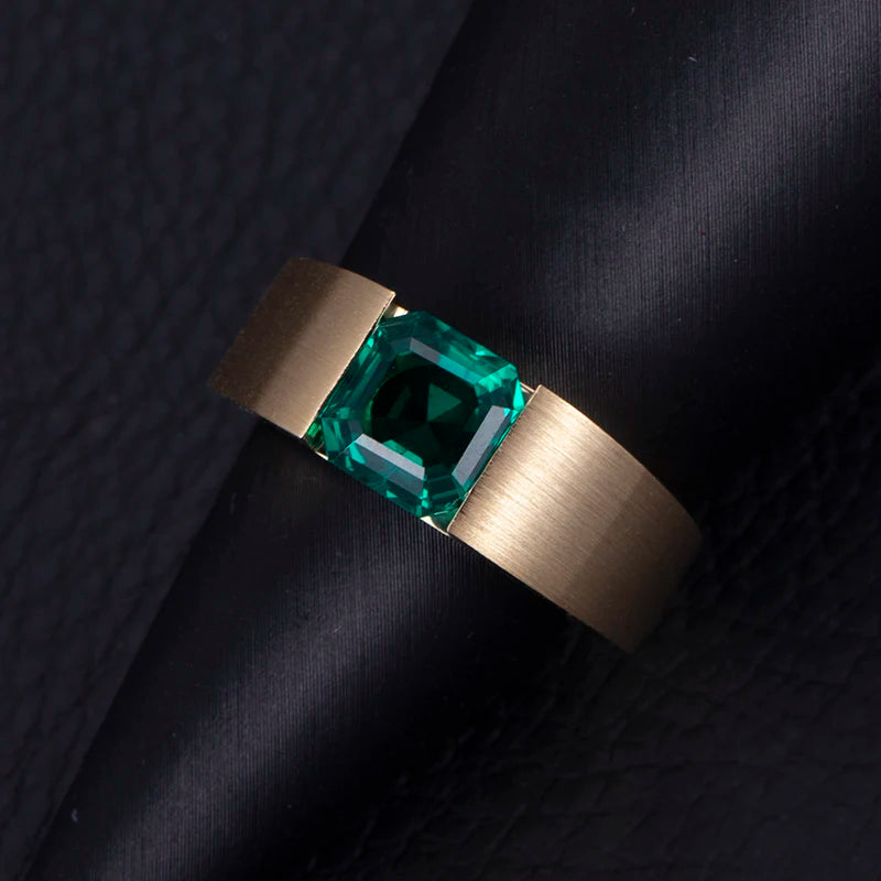 Gemfiori Messi Gems Custom Jewelry MSR-813 18K Yellow Gold Lab Created Emerald Fine Jewelry Rings