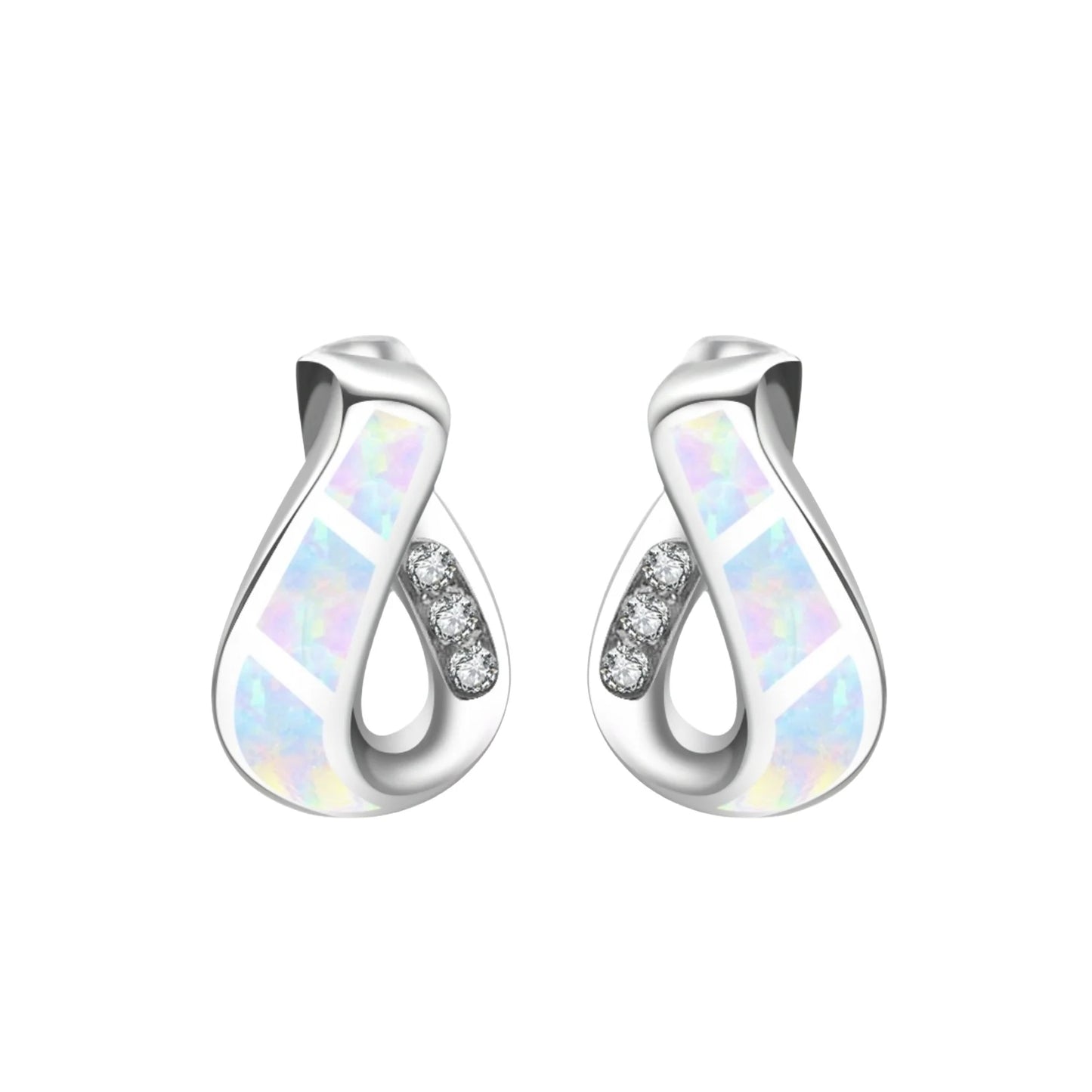 Trendy Dainty Brass Silver Plated Opal Geometric Pendant Earrings Cute Fairy Inspired Christian Gift Jewelry Bulk Supply for