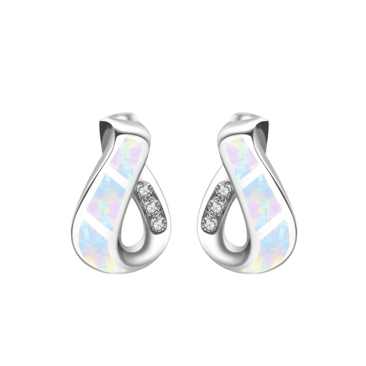 Trendy Dainty Brass Silver Plated Opal Geometric Pendant Earrings Cute Fairy Inspired Christian Gift Jewelry Bulk Supply for