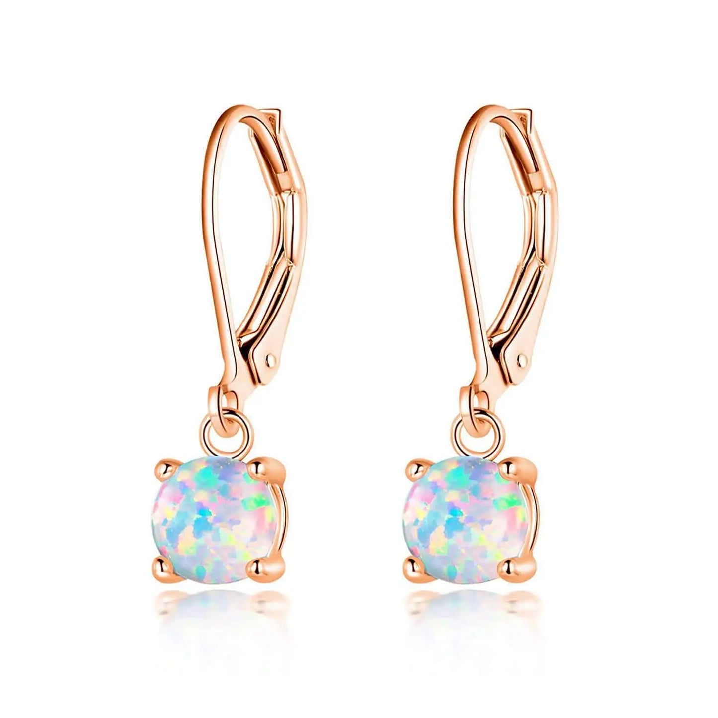 Single Round White Opal Pendant Earrings Trendy Fashion Jewelry for Women Brass Geometric Christian